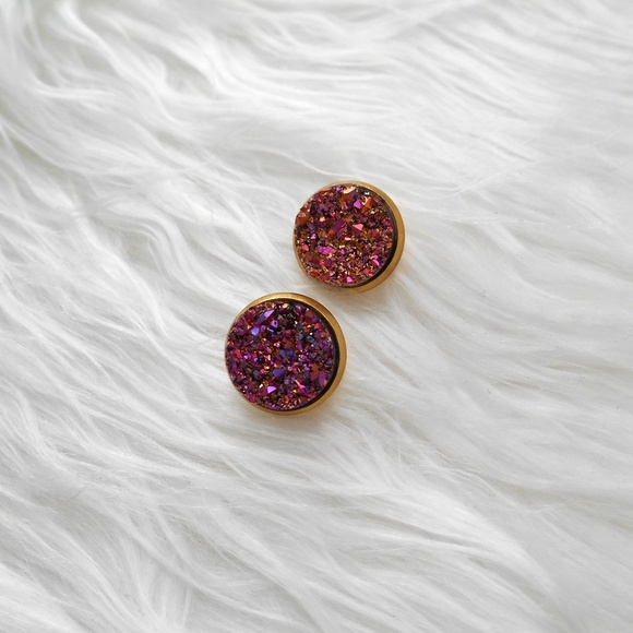 🆕️ Gold Druzy Earrings - Picture 3 of 3